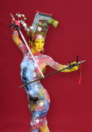 Asia Weltmeisterschaftspainting in Begleitung von Pro7.
Thema Asien mit Buddha und Kirschblüten.